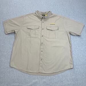 Cabela's Utility Shirt Men 2XL Beige Short Sleeves Button Up Pocket Outdoor Work